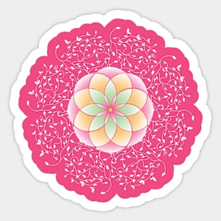 Pink prism flower with mandala pattern Sticker